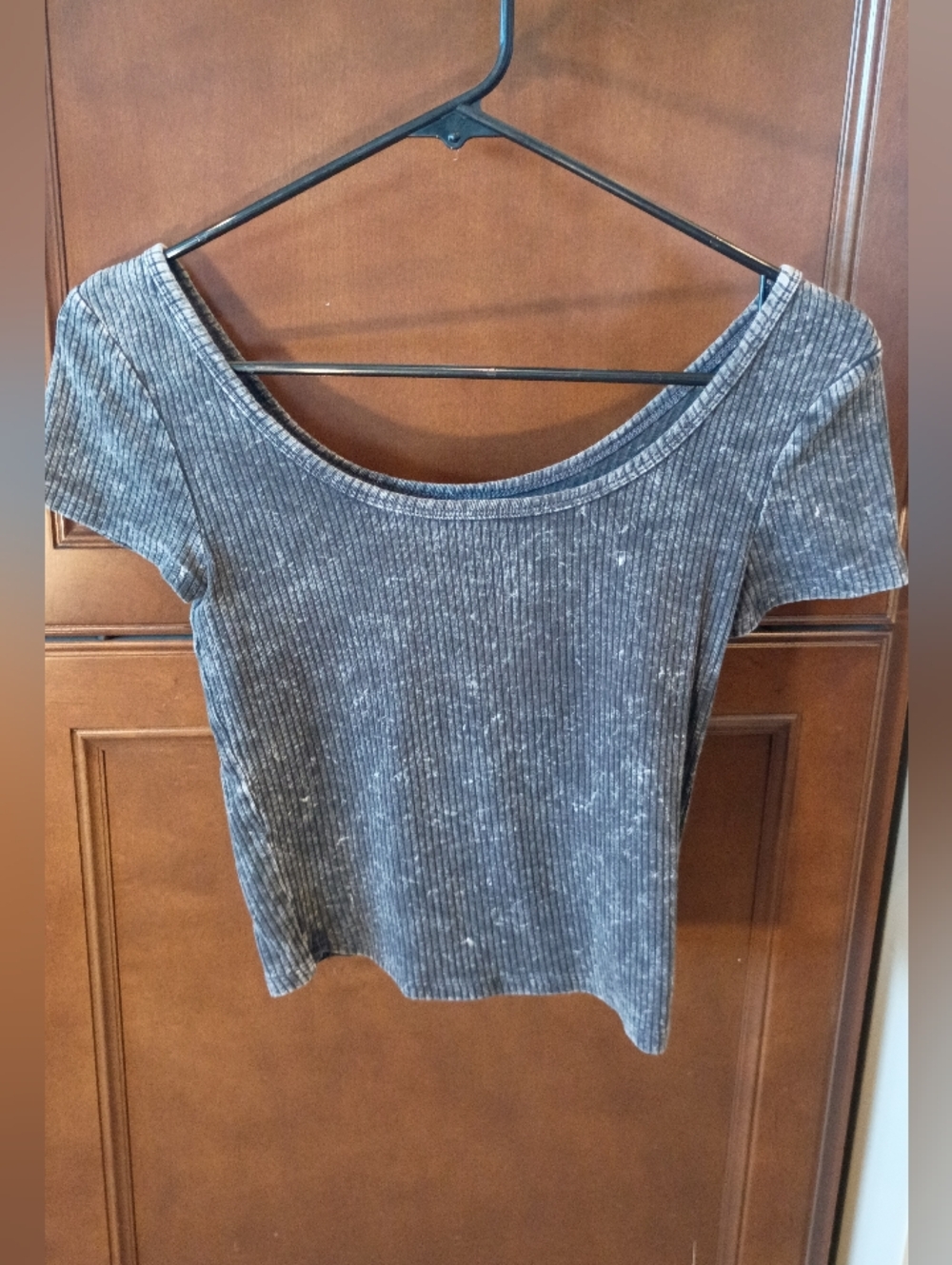 Women’s Ribbed Scoop Neck Top - Gray